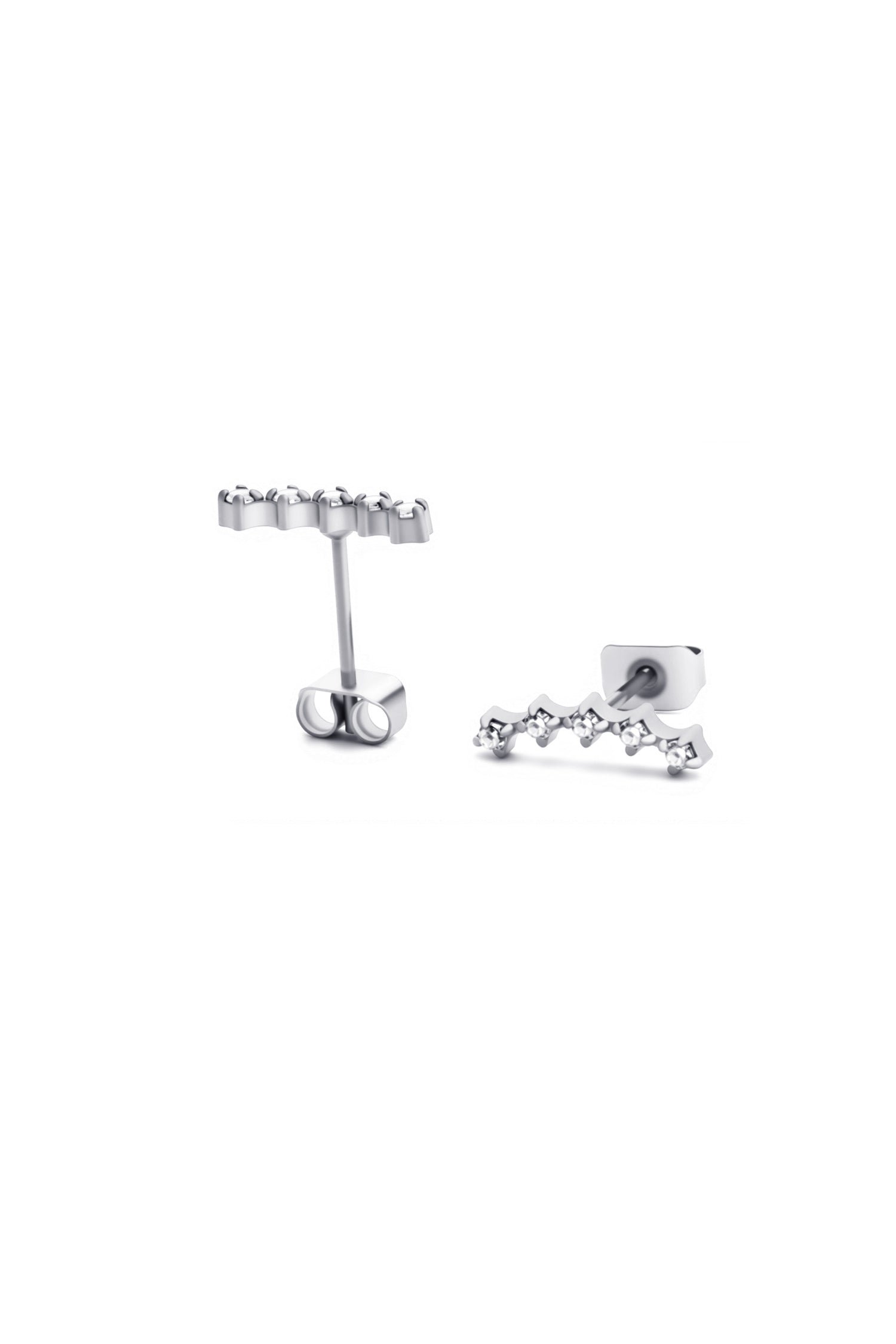 Sundrop Arc Earrings in Silver - Back View - Waterproof Earrings