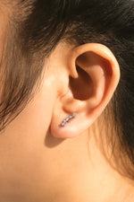 Sundrop Arc Earrings in Silver - Close-Up View - Waterproof Earrings