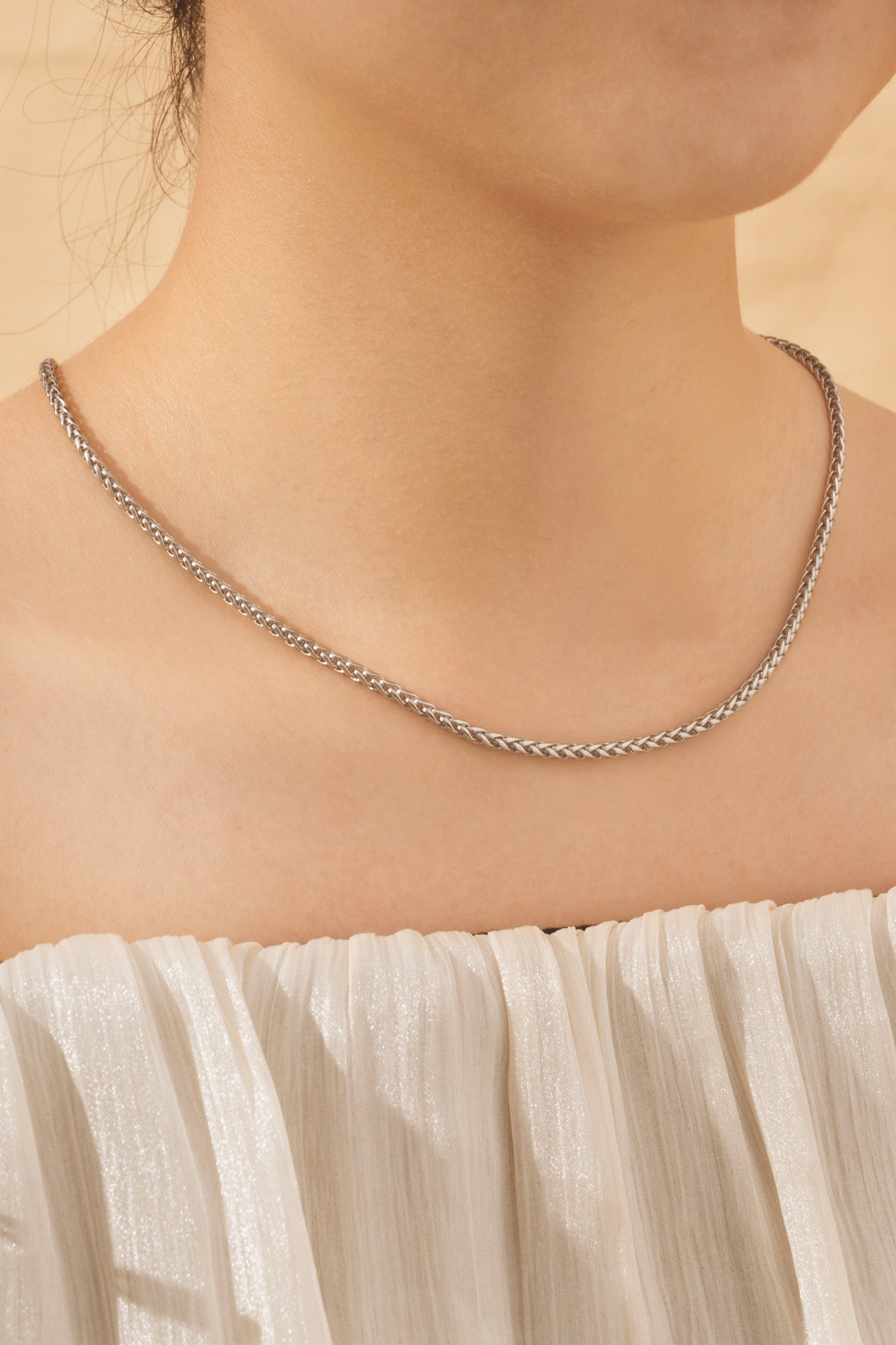 Sundrop Monaco Chain in Silver - Texture Detail - Waterproof Necklace