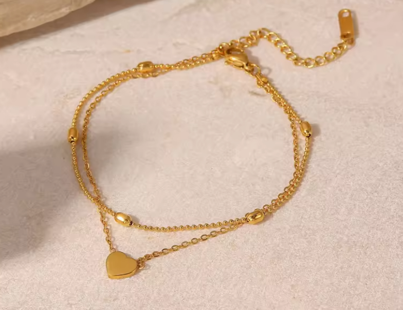Golden Heart Layered Bracelet