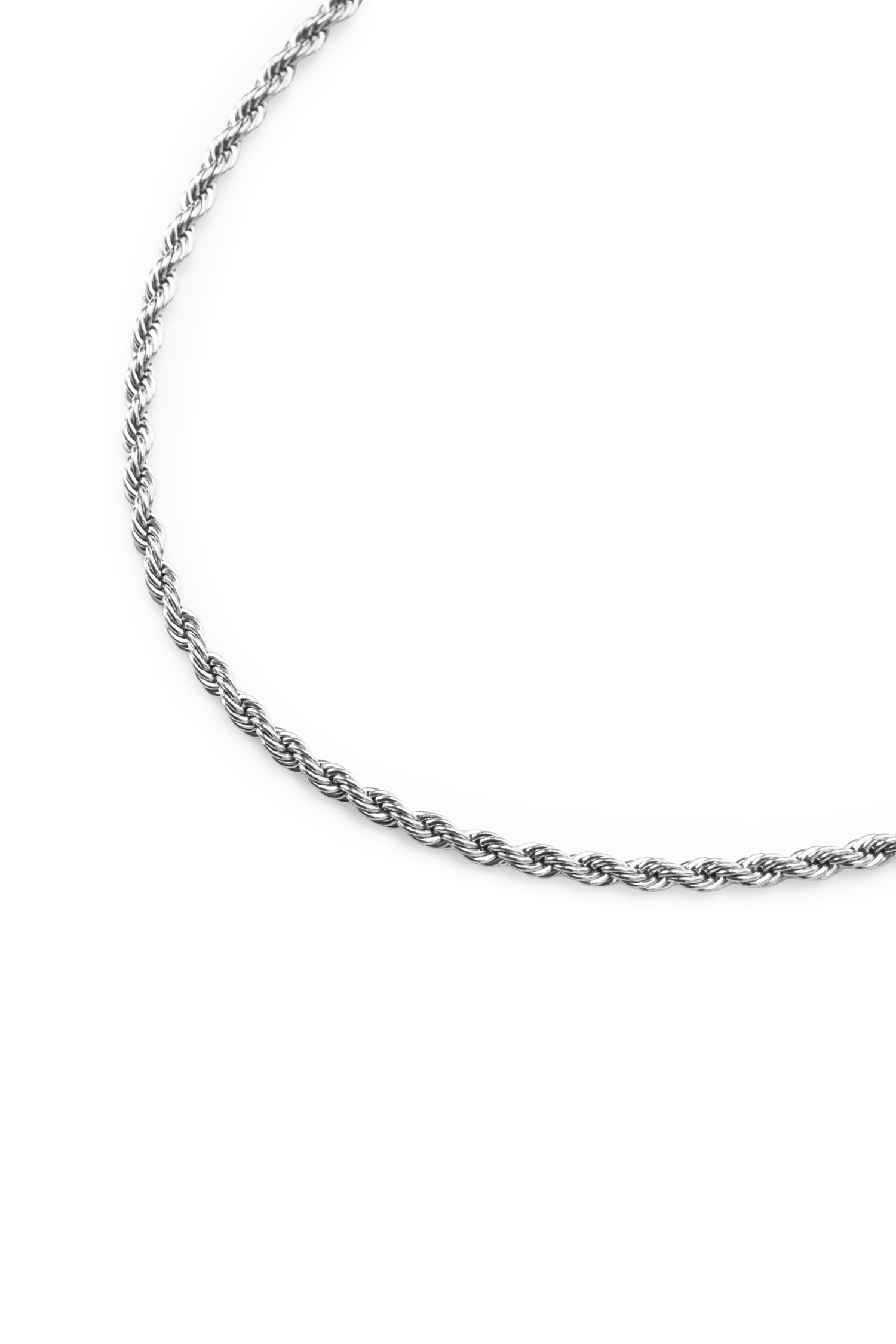 Sundrop Eterna Rope Chain in Silver - Product Shot - Waterproof Necklace